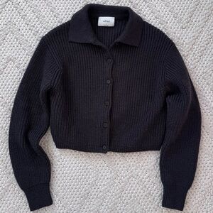 Aritzia Wilfred Charcoal Gray Wool Cropped Sweater Medium